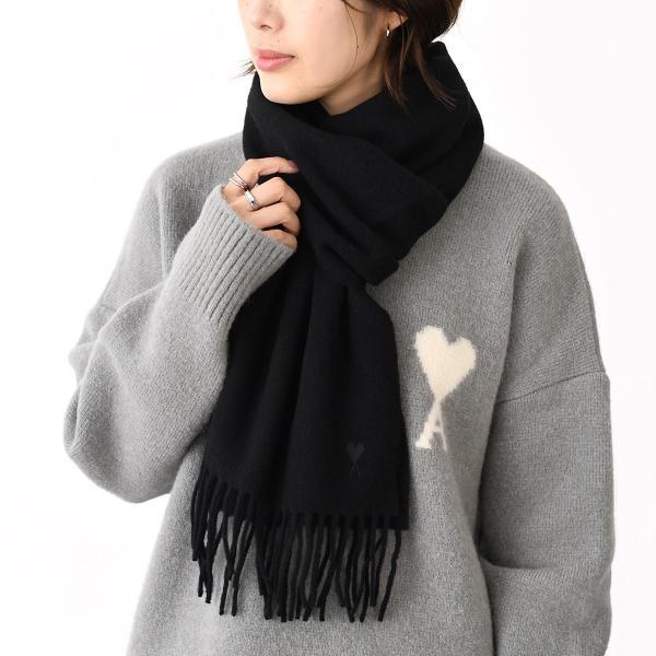 AMI PARIS AMI DE COEUR アミパリス Ami De Coeur ウール フリンジ クラシック スカーフ
