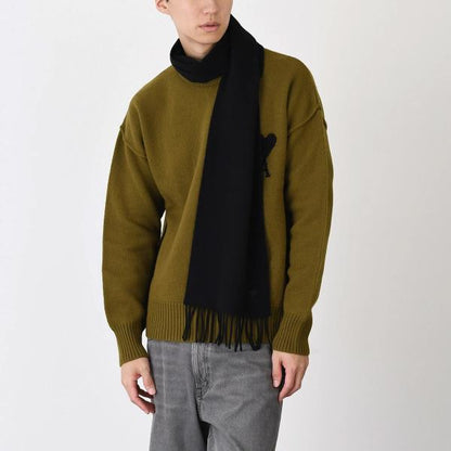 AMI PARIS AMI DE COEUR アミパリス Ami De Coeur ウール フリンジ クラシック スカーフ