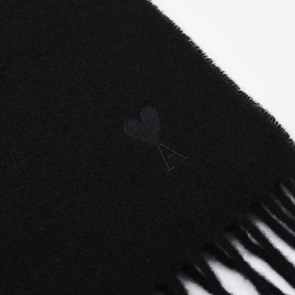 AMI PARIS AMI DE COEUR アミパリス Ami De Coeur ウール フリンジ クラシック スカーフ