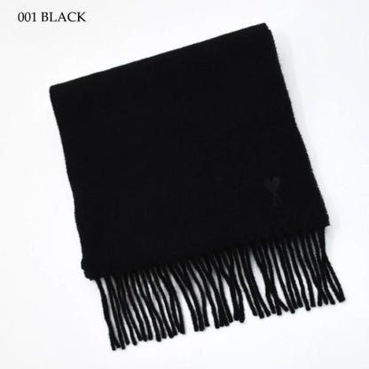 AMI PARIS AMI DE COEUR アミパリス Ami De Coeur ウール フリンジ クラシック スカーフ