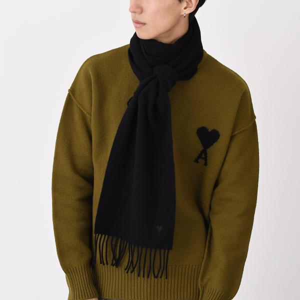 AMI PARIS AMI DE COEUR アミパリス Ami De Coeur ウール フリンジ クラシック スカーフ