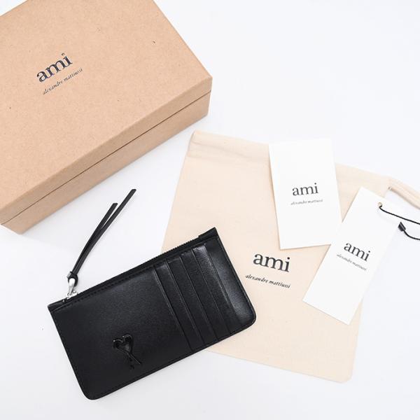 AMI PARIS パルメラートレザー ジップ カードホルダー