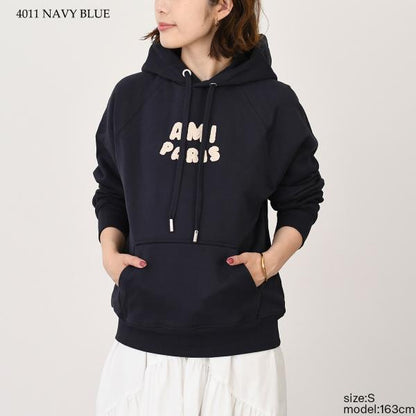 AMI PARIS AMI DE COEUR アミパリス AMI PARIS  パッチ ループバック オーガニックコットン ヘビーフリース パーカー