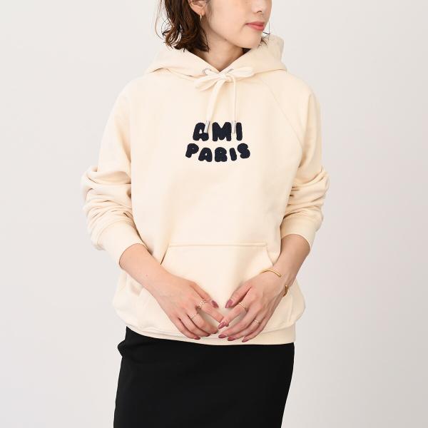 AMI PARIS AMI DE COEUR アミパリス AMI PARIS  パッチ ループバック オーガニックコットン ヘビーフリース パーカー