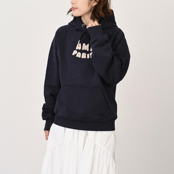 AMI PARIS AMI DE COEUR アミパリス AMI PARIS  パッチ ループバック オーガニックコットン ヘビーフリース パーカー