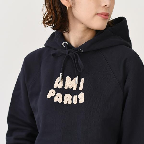 AMI PARIS AMI DE COEUR アミパリス AMI PARIS  パッチ ループバック オーガニックコットン ヘビーフリース パーカー