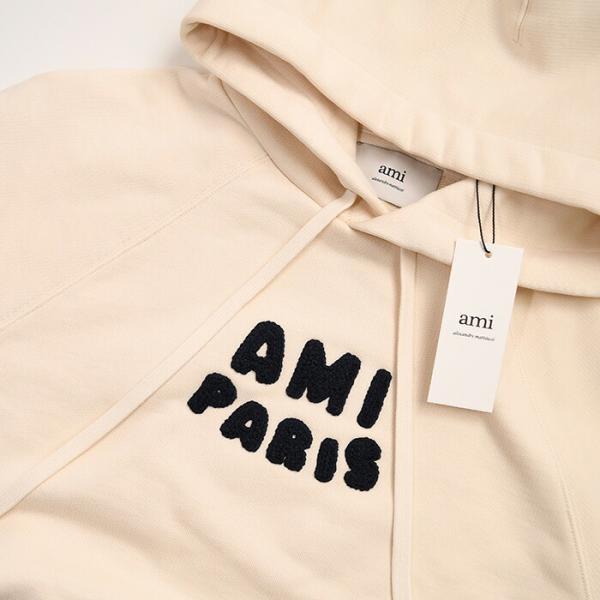 AMI PARIS AMI DE COEUR アミパリス AMI PARIS  パッチ ループバック オーガニックコットン ヘビーフリース パーカー