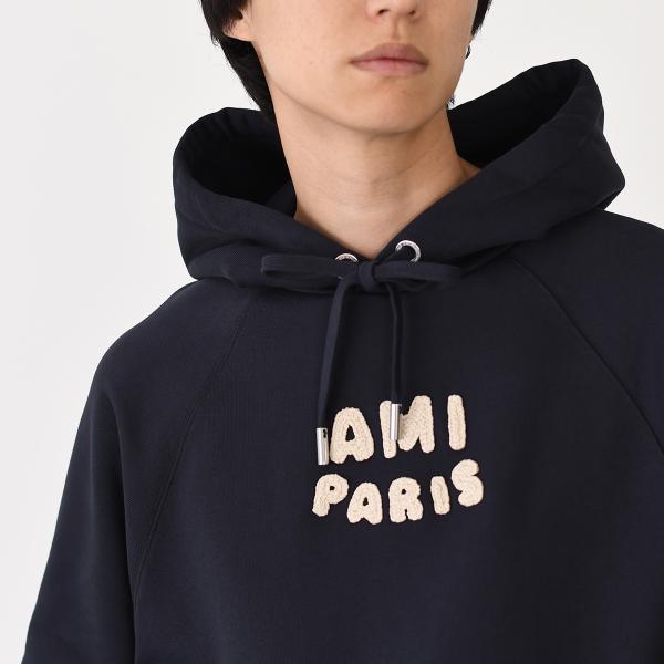 AMI PARIS AMI DE COEUR アミパリス AMI PARIS  パッチ ループバック オーガニックコットン ヘビーフリース パーカー