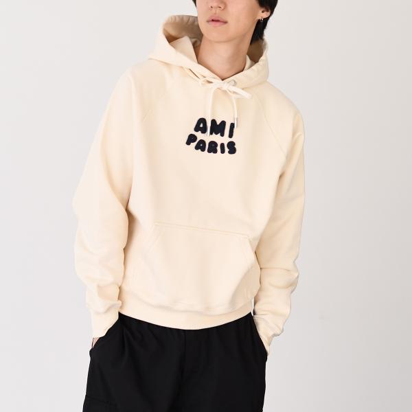 AMI PARIS AMI DE COEUR アミパリス AMI PARIS  パッチ ループバック オーガニックコットン ヘビーフリース パーカー