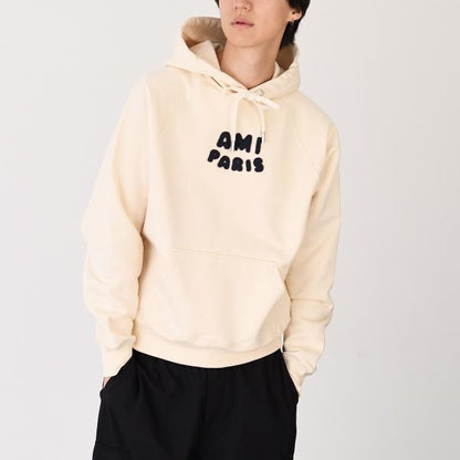 AMI PARIS AMI DE COEUR アミパリス AMI PARIS  パッチ ループバック オーガニックコットン ヘビーフリース パーカー