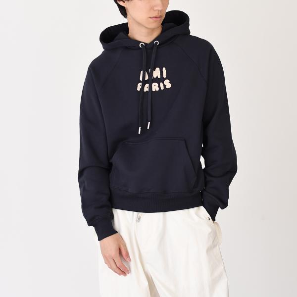 AMI PARIS AMI DE COEUR アミパリス AMI PARIS  パッチ ループバック オーガニックコットン ヘビーフリース パーカー