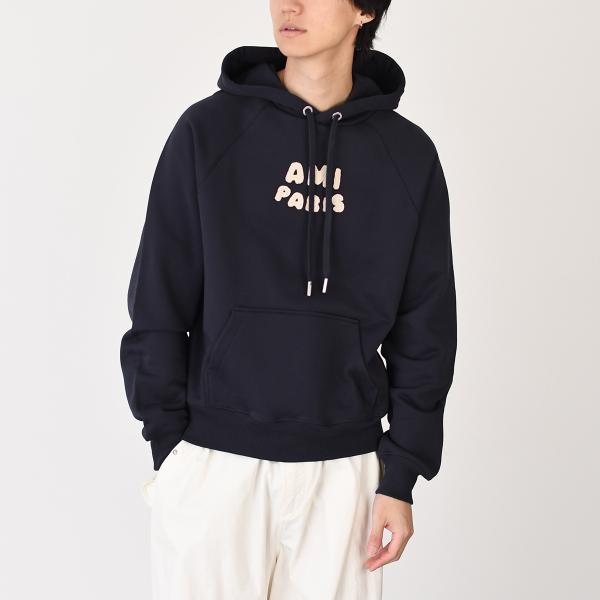 AMI PARIS AMI DE COEUR アミパリス AMI PARIS  パッチ ループバック オーガニックコットン ヘビーフリース パーカー