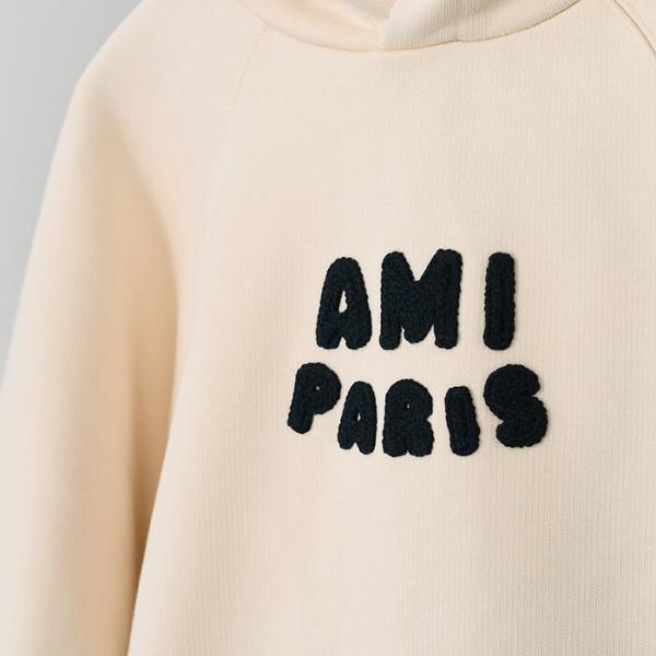 AMI PARIS AMI DE COEUR アミパリス AMI PARIS  パッチ ループバック オーガニックコットン ヘビーフリース パーカー