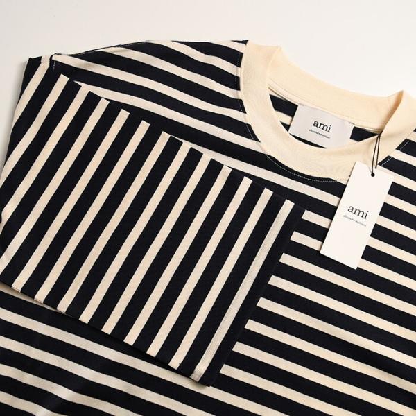 AMI ALEXANDRE MATTIUSSI AMI DE COEUR Ami Paris Recycled Cotton Loose Striped T-Shirt 