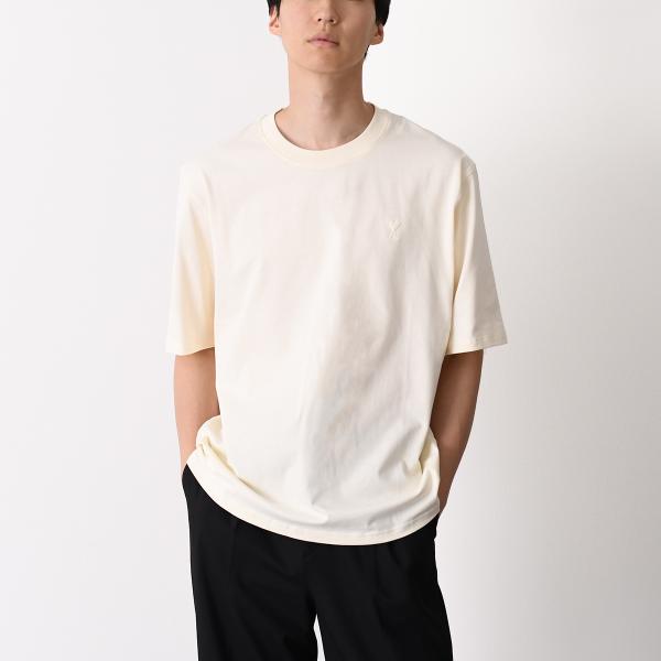 AMI PARIS AMI DE COEUR Ami de Coeur ヘビーコットンジャージー エンボス Tシャツ ボクシーフィット