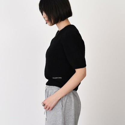 Alexander Wang Cropped Short Sleeve Crew Neck T-Shirt 
