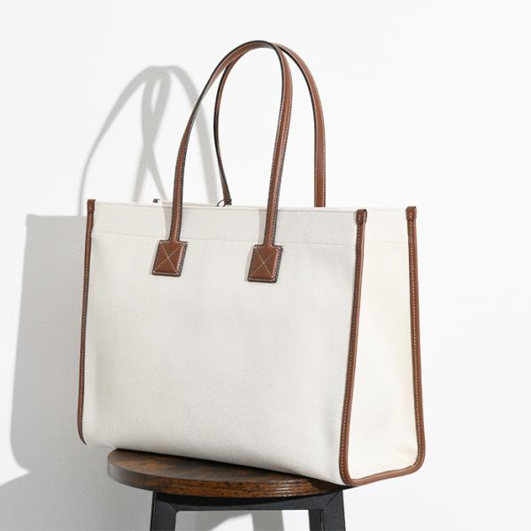 BURBERRY ツートン キャンバス＆レザー ミディアム フレヤトート