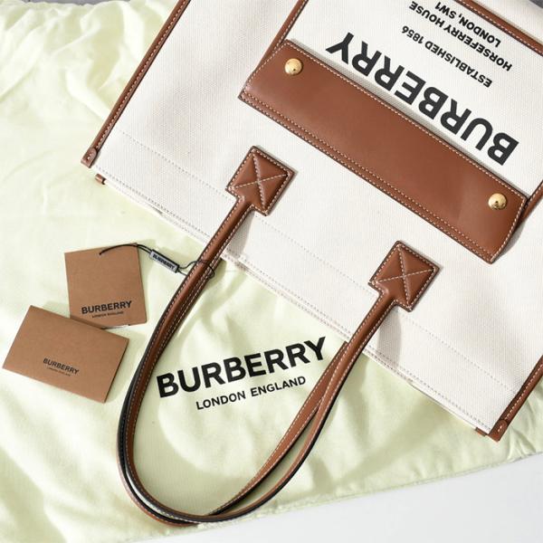 BURBERRY ツートン キャンバス＆レザー ミディアム フレヤトート