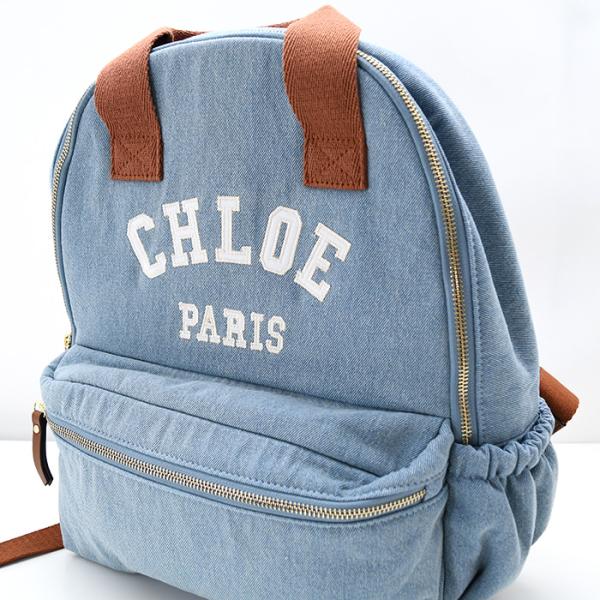 美品✨Chloe クロエ デニム リュック バックパック ロゴ 近年モデル CHLOE クロエ カバン バッグ リュック キッズ バックパック C20867