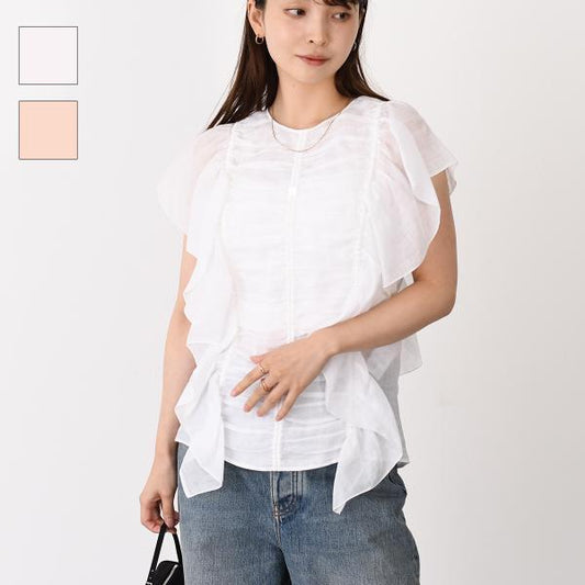 CHLOE ノースリーブラッフルトップス