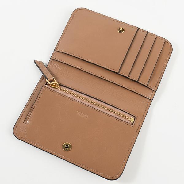 CHLOE シャイニーレザー製クロエ Cバイフォールドウォレット