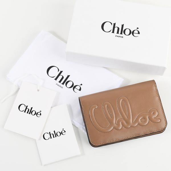 CHLOE シャイニーレザー製クロエ Cバイフォールドウォレット
