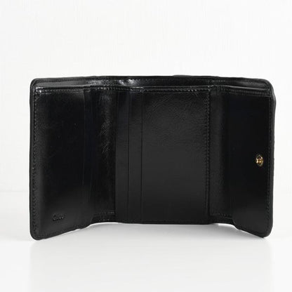 CHLOE シャイニーレザー製クロエ Cスモールトリフォールドウォレット