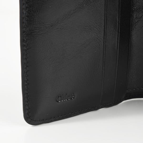 CHLOE シャイニーレザー製クロエ Cスモールトリフォールドウォレット