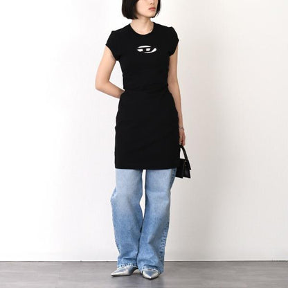 DIESEL D-ANGIEL Cotton Jersey Mini Dress 
