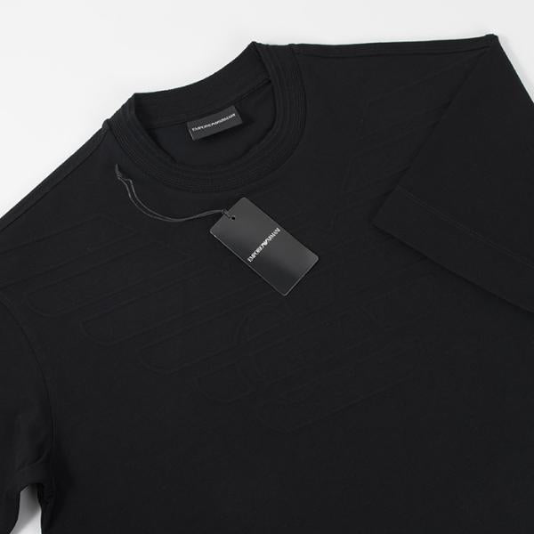 EMPORIO ARMANI 헤비 저지 양각 로고 티셔츠 