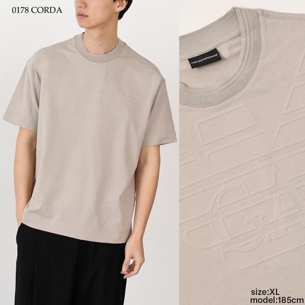EMPORIO ARMANI 헤비 저지 양각 로고 티셔츠 
