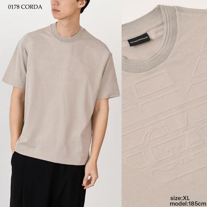 EMPORIO ARMANI 헤비 저지 양각 로고 티셔츠 