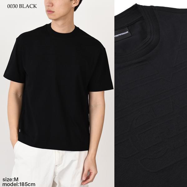 EMPORIO ARMANI 헤비 저지 양각 로고 티셔츠 