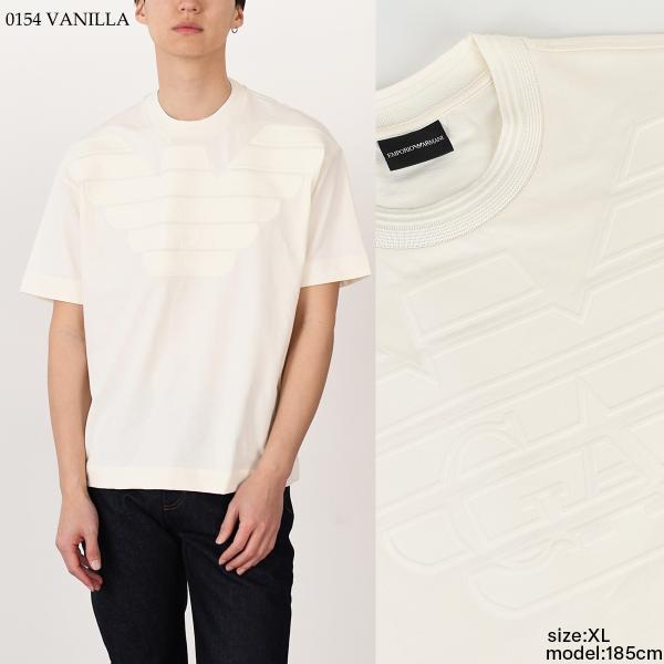 EMPORIO ARMANI 헤비 저지 양각 로고 티셔츠 