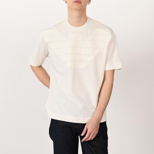 EMPORIO ARMANI 헤비 저지 양각 로고 티셔츠 