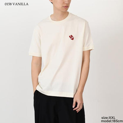 EMPORIO ARMANI 경량 저지 로고 자수 &amp; 리브 트림 T 셔츠 