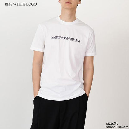 EMPORIO ARMANI 피마저지 로고 프린트 티셔츠 