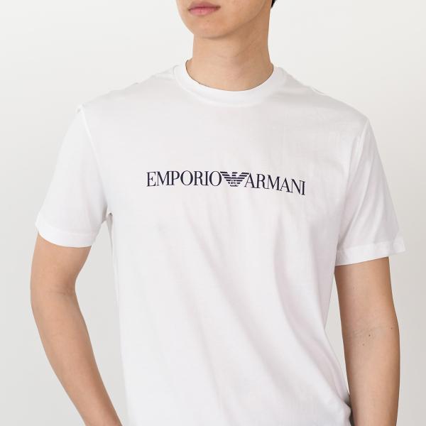 EMPORIO ARMANI 피마저지 로고 프린트 티셔츠 