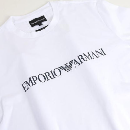 EMPORIO ARMANI 피마저지 로고 프린트 탑스 