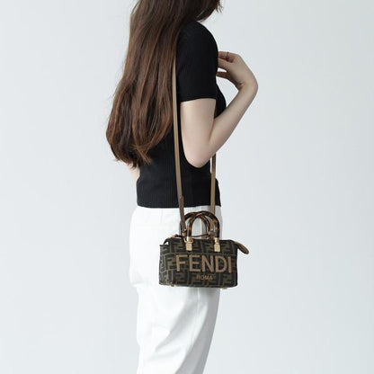 FENDI Small Boston bag in brown FF fabric 