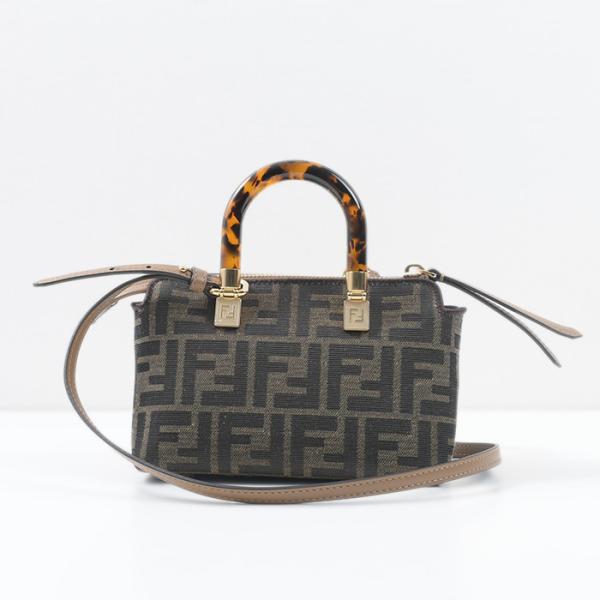 FENDI Small Boston bag in brown FF fabric 