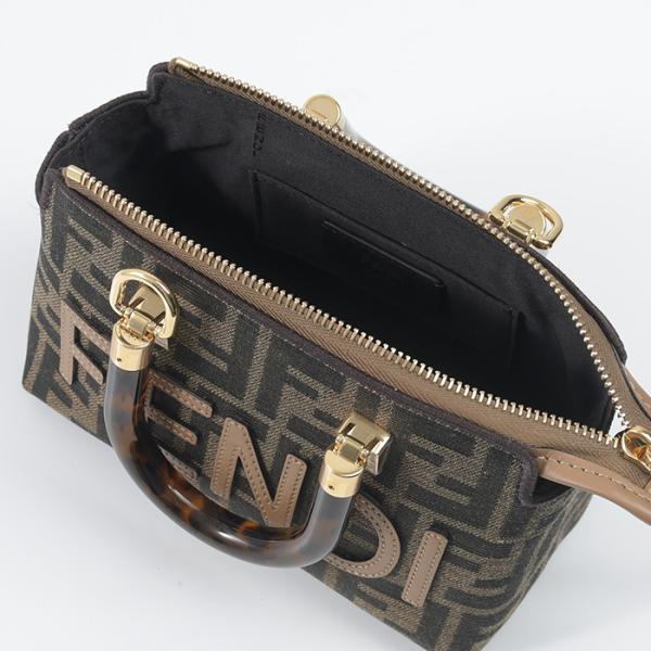 FENDI Small Boston bag in brown FF fabric 