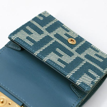 FENDI フェンディ バゲット マイクロ 三つ折り財布 ブルーデニム調FFジャカード