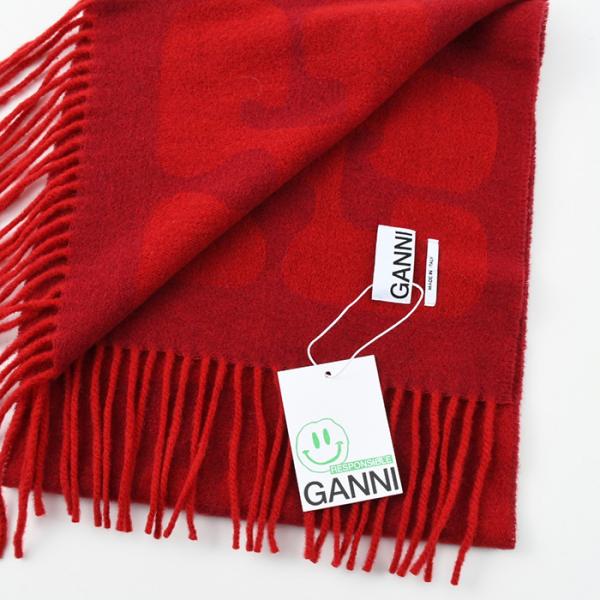 GANNI フリンジバイカラースカーフ