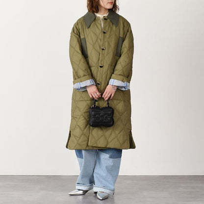 GANNI QUILT RAGLAN MIDI COAT