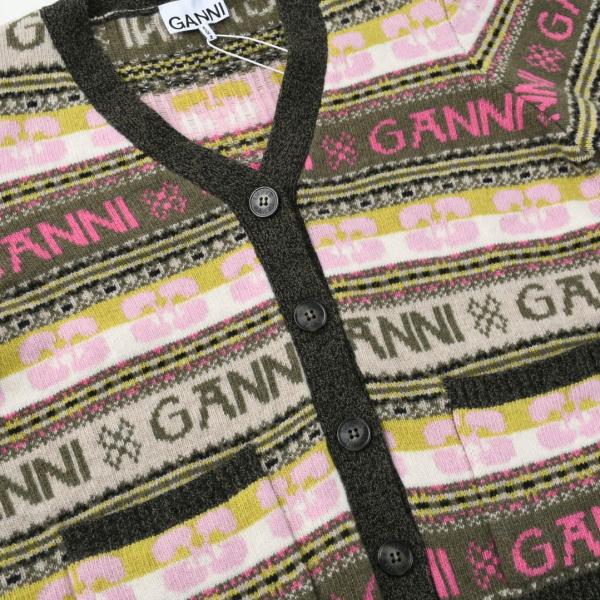 GANNI ロゴウールミックスカーディガン