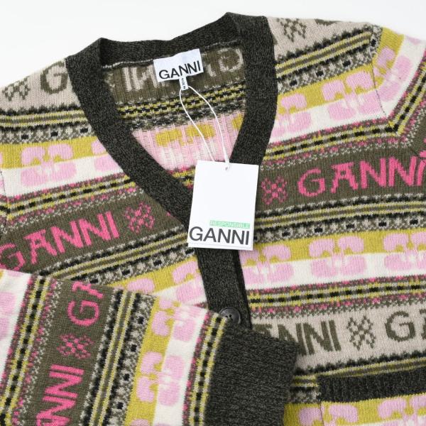 GANNI ロゴウールミックスカーディガン