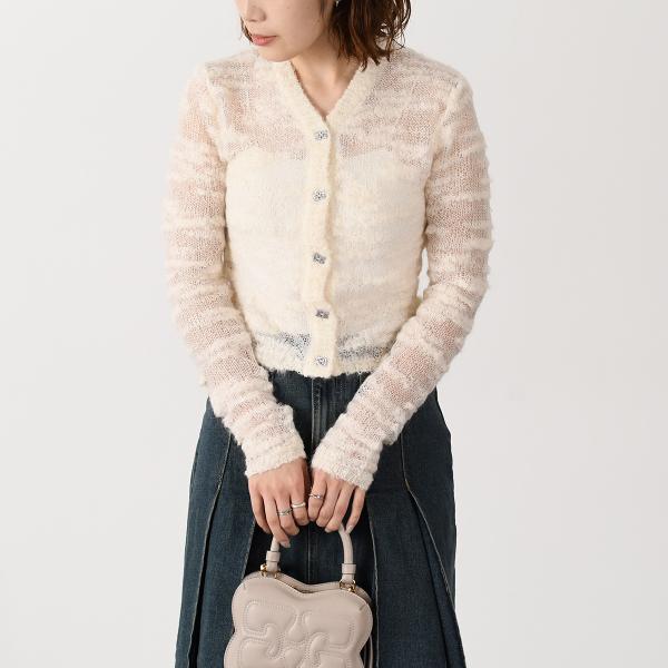 GANNI ALPACA MOHAIR BOUCLE CARDIGAN