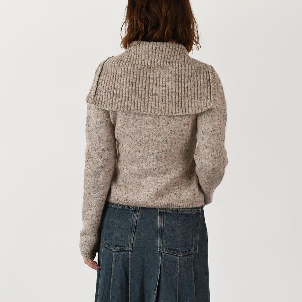 GANNI ALPACA COTTON MIX HIGHNECK ZIP CARDIGAN