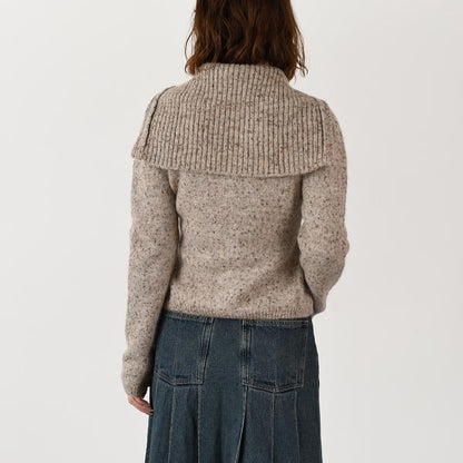 GANNI ALPACA COTTON MIX HIGHNECK ZIP CARDIGAN